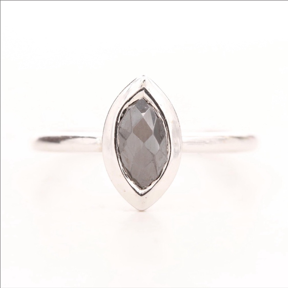 Black diamond 14k white gold ring